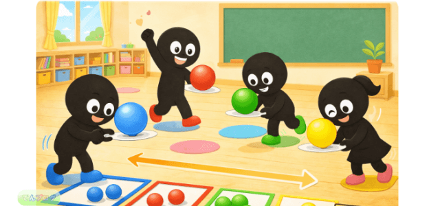 「風船うちわ運び」活動イメージ画像